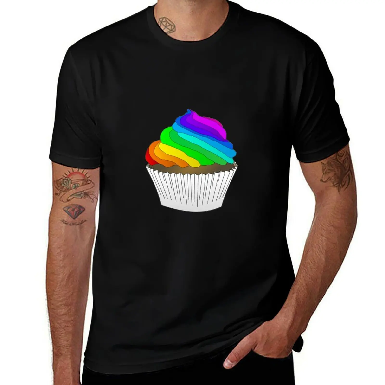 Rainbow cupcake T-Shirt Anti-Perspiration Workout Top T-Shirt