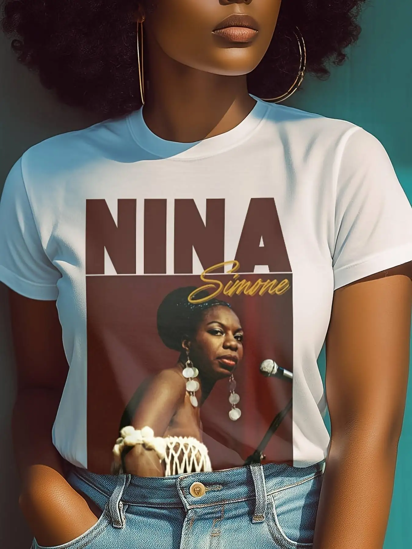 Nina Simon Neutral T-Shirt, Jazz Legend Printed Shirt, Black Music History T-Shirt, Soul Music Beauty School Style, Jazz Lovers Gifts