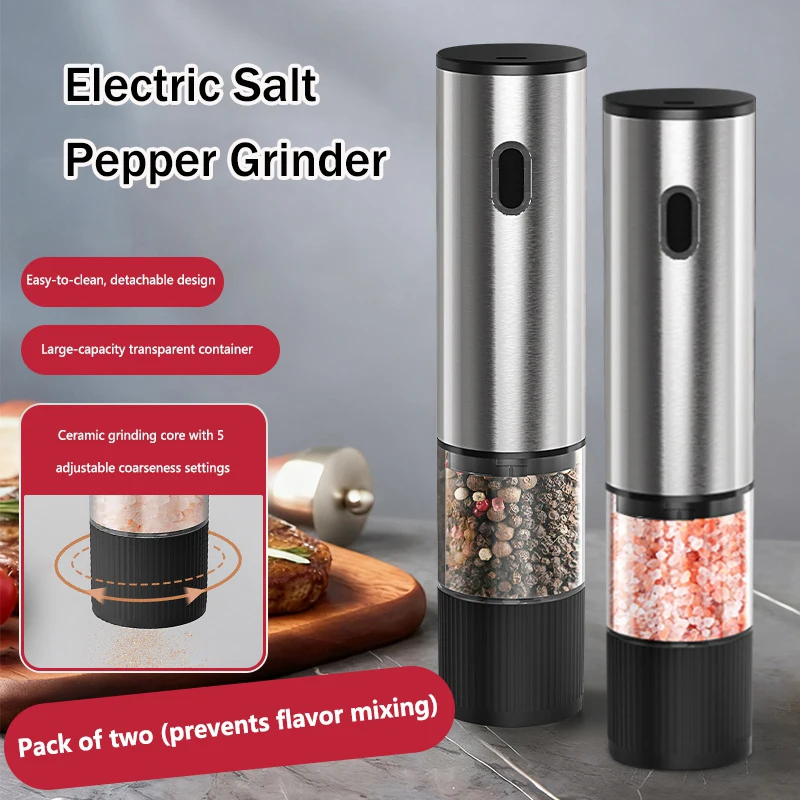 Automatic Electric Salt Pepper Grinder 1/2pcs Rechargeable Pepper Mill Shakers With External Adjustable Coarseness