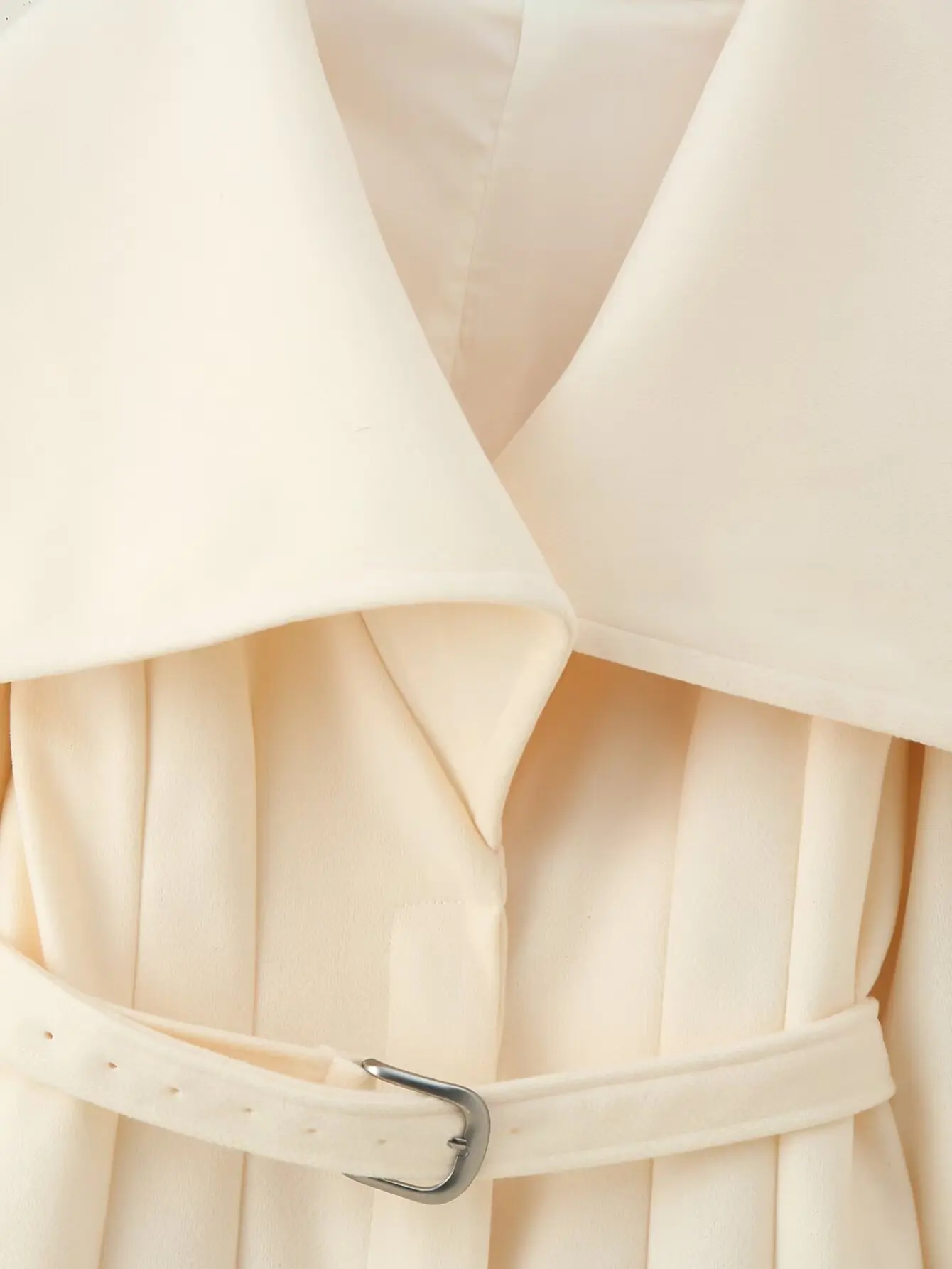 معطف صوف أنيق بحزام وياقة مدببة. تحدد خصرك لمظهر متعدد الاستخدامات وأنيق. #4