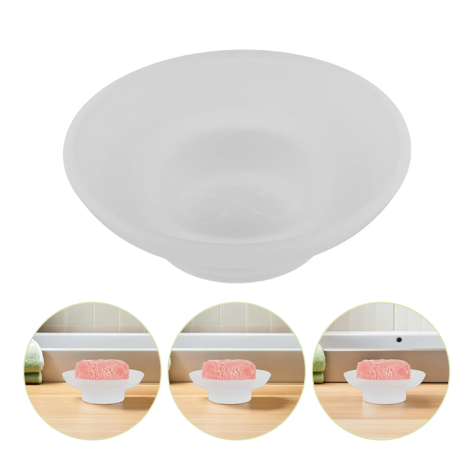 

Round Glass Soap Dish Frosted Transparent Design for Bathroom Countertop Elegant Decorative Soap Holder for Hotels Guest Rooms