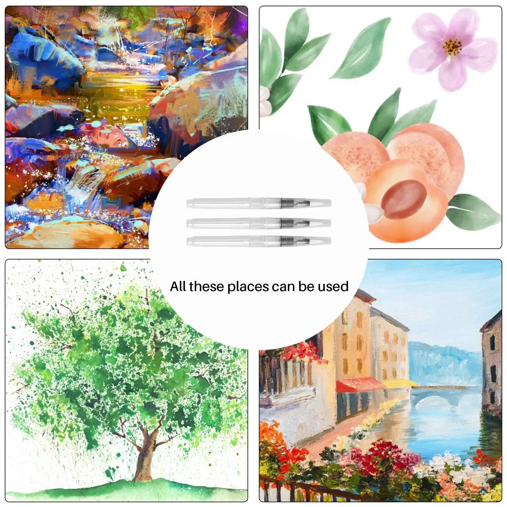 Superior Watercolour Brush Pens Set,12 Pack Water Brush Pens Refillable Aqua Paint Brushes Ink And Water Brush Pens Art Supplies