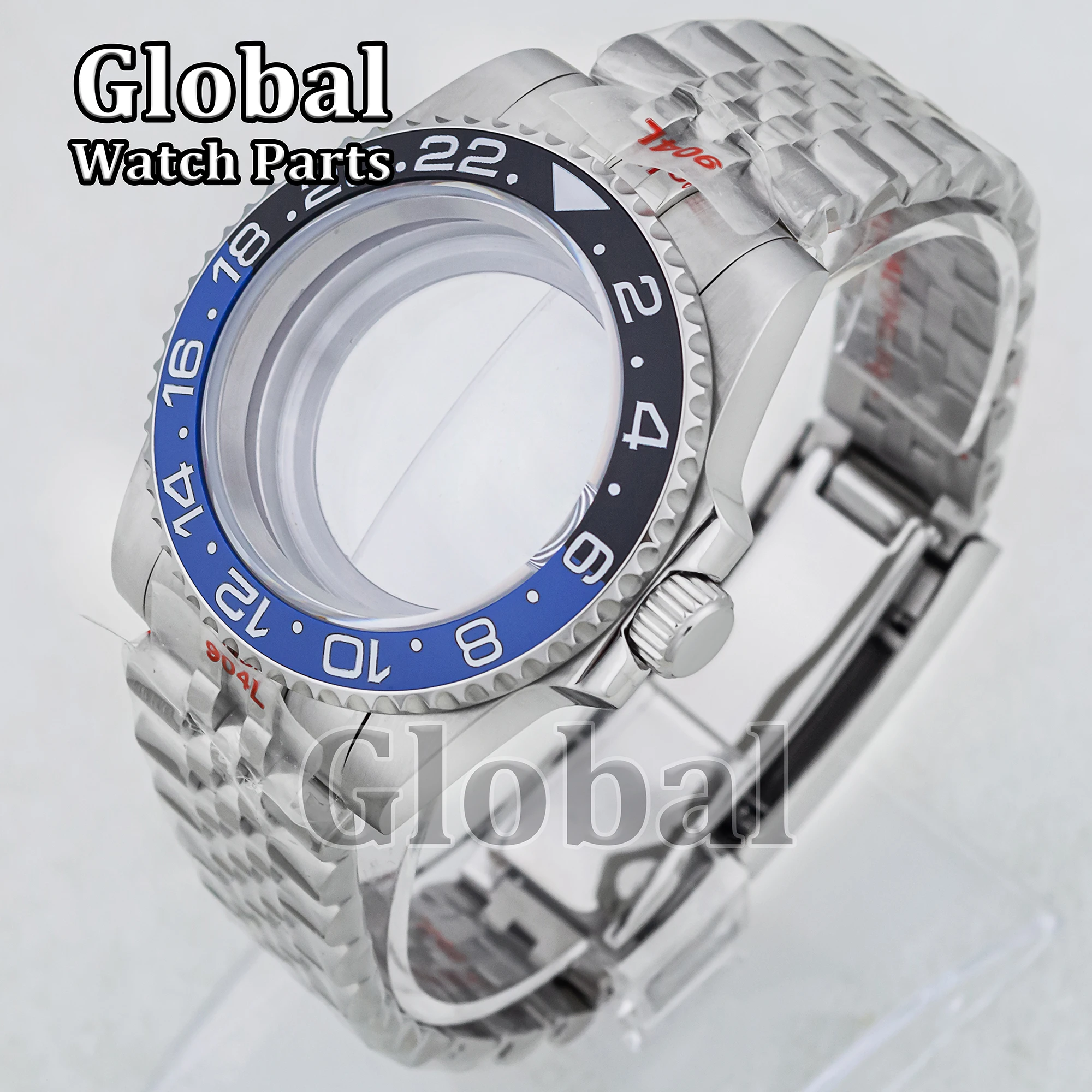 Stainless Steel NH35 Watch Case for SUB GMT Glass Bottom Solid Strap 5ATM Waterproof Modification Watch Parts Fit NH36 Movement