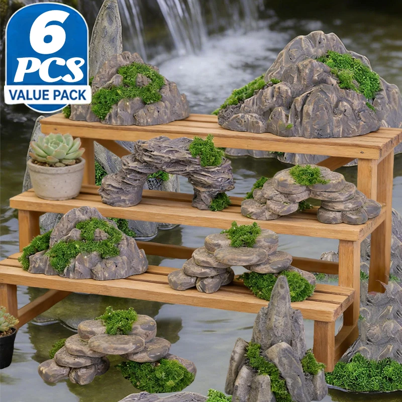 Mini Mountain Miniature Fake Stone Artificial Hill Toys Bonsai Rockery Ornaments Fairy Garden Accessories Home Aquarium Rock Set