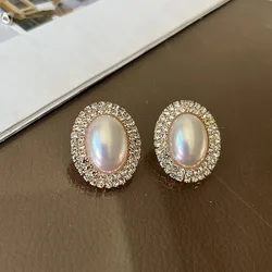 JXCUL French Elegant Retro Temperament Pearl Rhinestone classic Earrings For Women Girl Party Jewelry Gift New A513