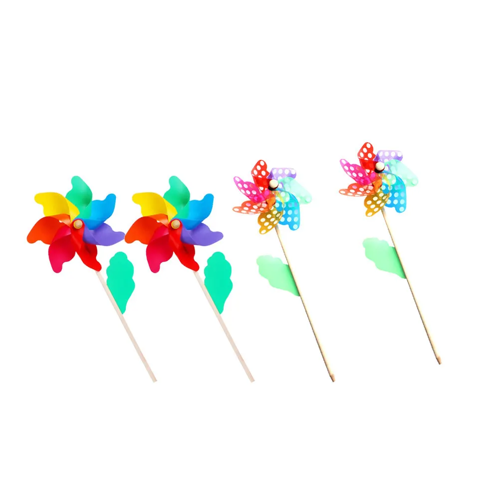 

8Pcs DIY Plastic Rainbow Pinwheel Dot Windmill Colorful Small Handheld Decoration for Plastic Pinwheel