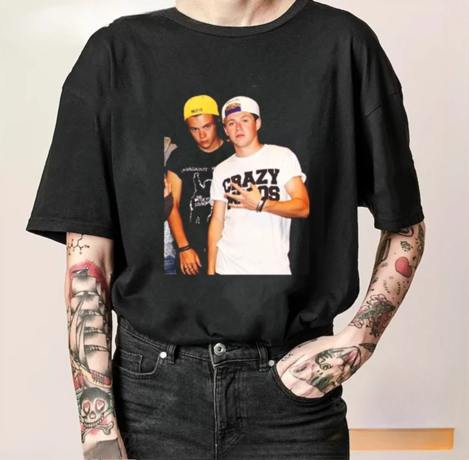 2026 Men Women Retro Street Portrait Graphic T‑shirt Unisex Vintage Two‑Guy Figure Photo Print Casual Cotton Daily Top