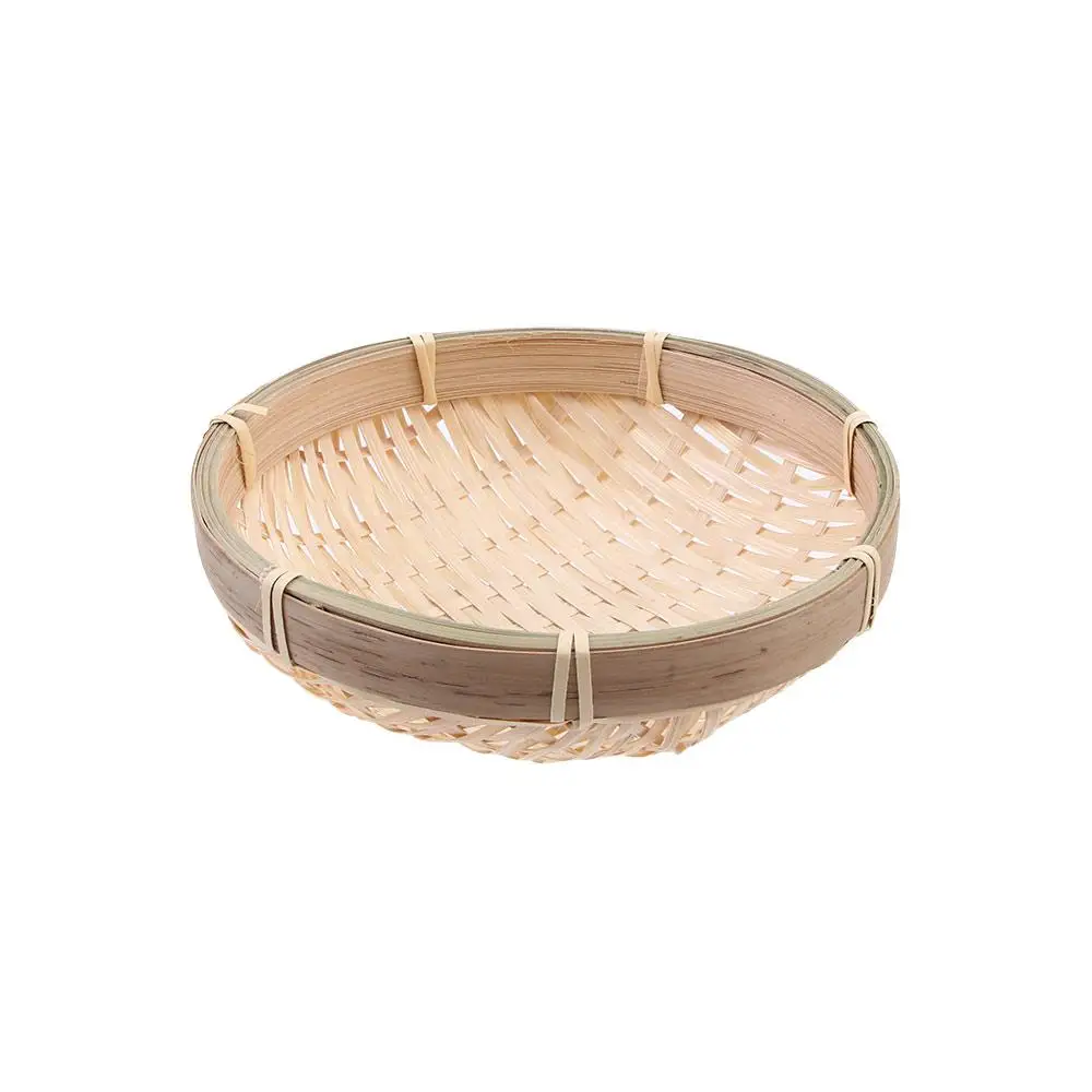 Basket, Kitchen Storage Bamboo Raft DIY Decorative Handmade Bamboo Basket Decor Ornaments Round Dustpan Sieve Bamboo Raft