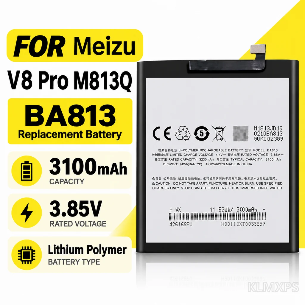BA813 3100mAh Phone Replacement Battery For Meizu V8 Pro / M8 / M813Q / M813H Cell Phone Repair Battery Replacement Unit