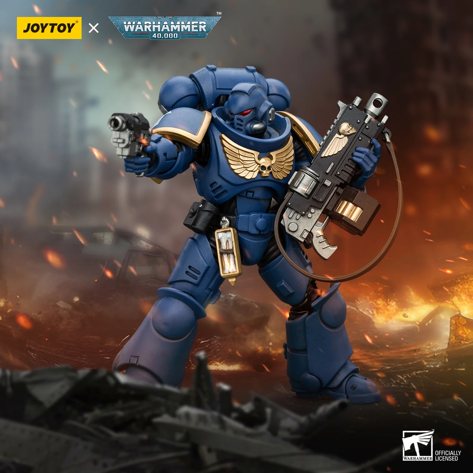 JOYTOY Warhammer 40000 Figurka Akcji 1/18 12.1cm Space Marines Ultramarines Intercessors Outriders Brat Catonus