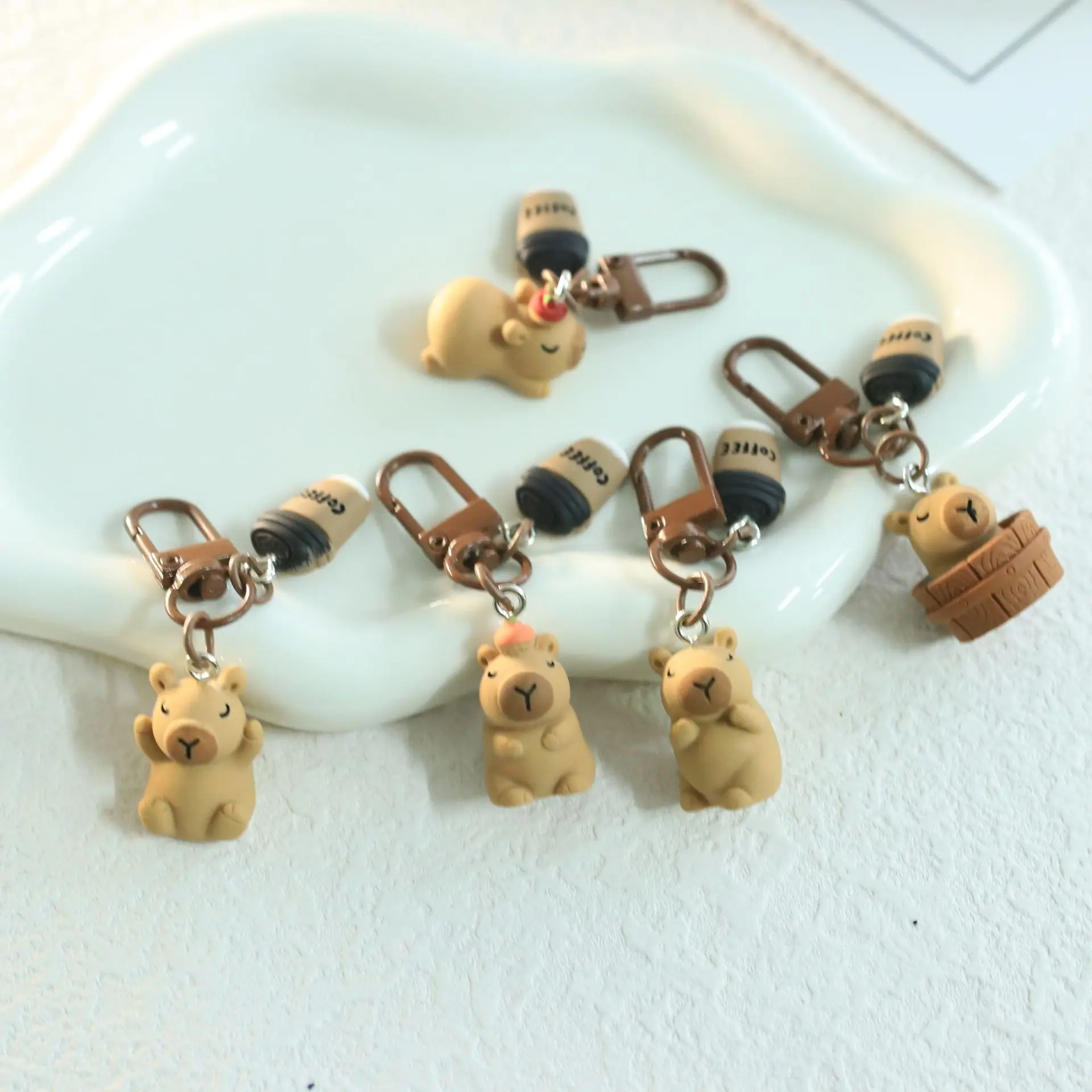 Cartoon Kapibala Key Chain Capybara Phone Pendant Headphone Case Charms Bag Decor Car Key Ring Bag Accessories Wholesale image 2