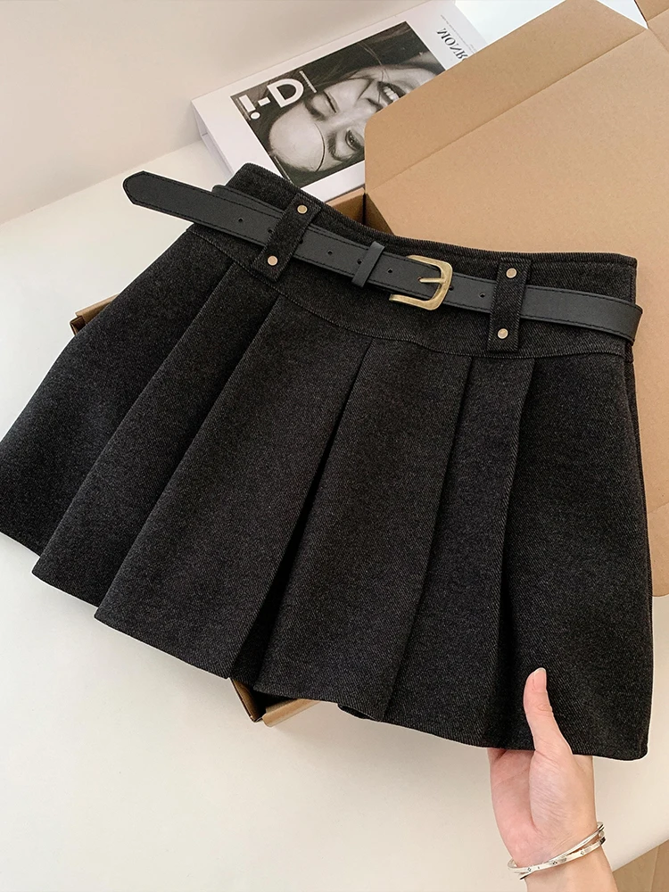 

Юбка с высокой талией в корейском стиле, утепленная шерстяная юбка в клетку, подходит для повседневной носки, женская, премиум-класса, осенне-зимняя мода
