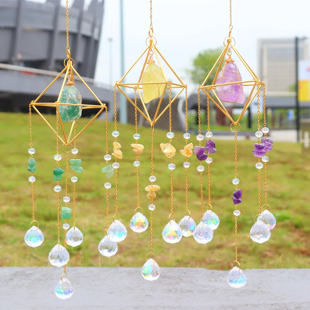 Crystal Prisms Pendant Creative Light Catching Wind Chime Versatile Rainbow Maker Ornament for Wedding Decoration