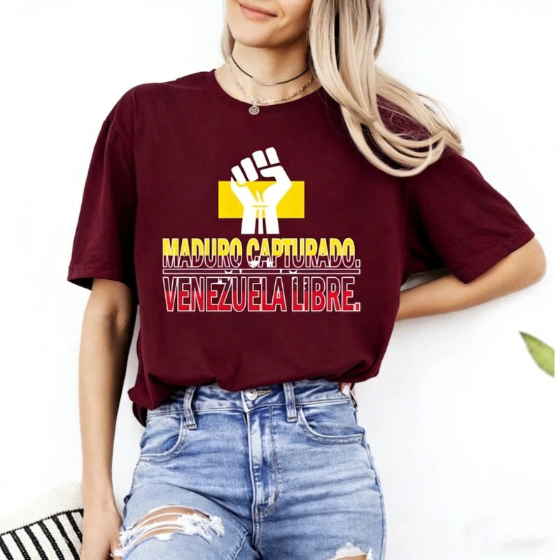 Capturado Libre Maduro Captured 2026 Venezuela Arrest Unisex T-Shirt Political Crewneck Cotton Printed T-shirt Tops Streetwear