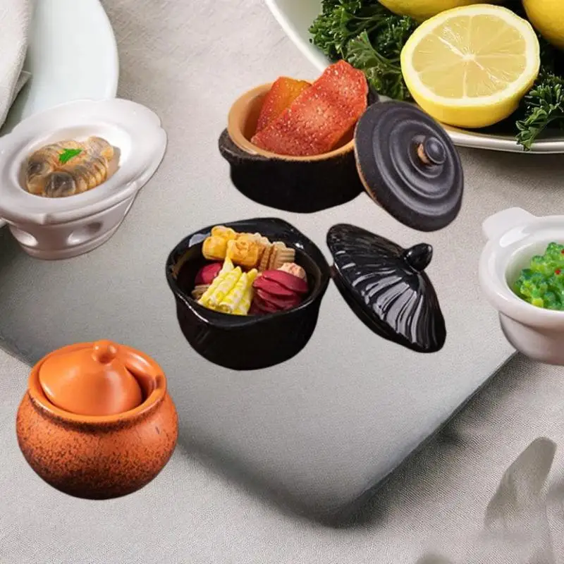 ของตกแต่งบ้านตุ๊กตา 1 ชิ้น อุปกรณ์ DIY จานดินเผาจิ๋ว อาหารจำลอง ของตกแต่งครัวจิ๋วสำหรับบ้านตุ๊กตา