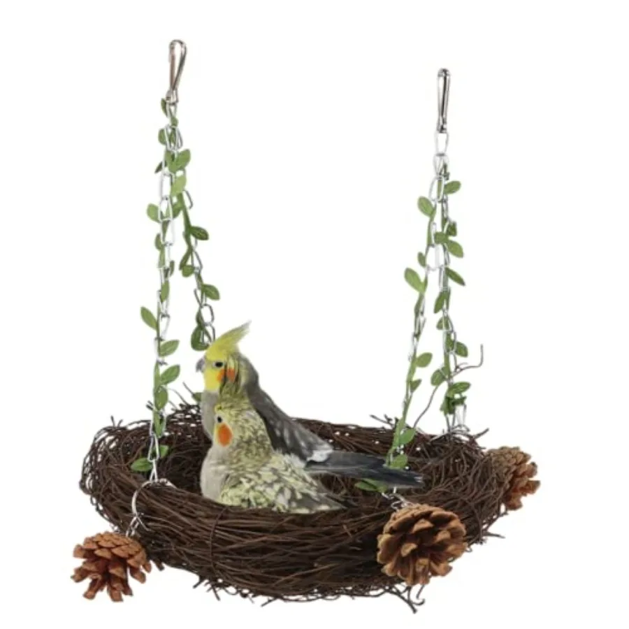 

Natural Rattan Nest Medium Bird Swing for Parrot Parakeet Cockatiel Conure Cockatoo Macaw Amazon African Grey Lovebird Finch Ca