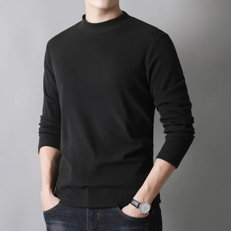 

Outer Wear De Autumn Thin Fleece-Lined Men's Warm Top Slim Fit Women's Inner Layer Slimming Base Shirt Long Sleeve T-Shirt