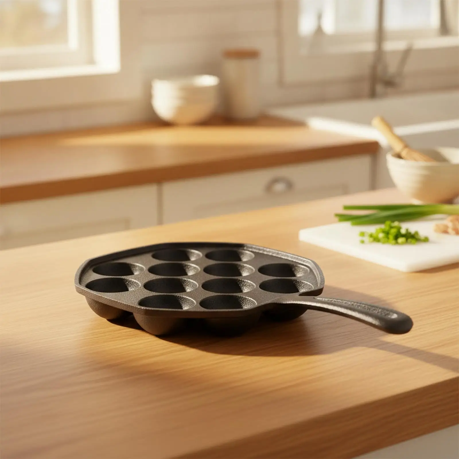 Takoyaki Pan with 12 Cooking Wells Induction Compatible Cast Iron Takoyaki Pan Cookware Uncoated Sturdy for Home Cooks