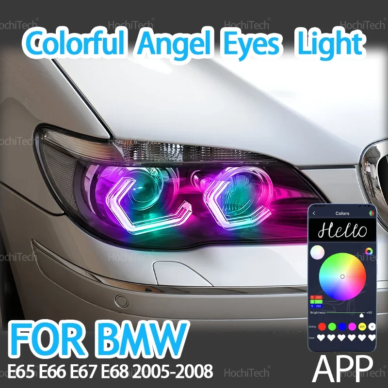 For BMW 7 Series E65 E66 E67 E68 Alpina B7 2001-08 Playable Multi Colors Light LED Angel Eyes Rings Kit with APP control