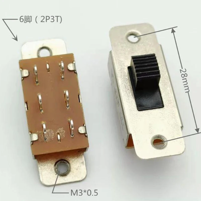 10 قطعة SS-23F19 (2P3T) مقبض الارتفاع 5/6/7/9/10 مللي متر 3 والعتاد 6Pin ثلاجة السيارة تيار كبير تبديل الشريحة DIP التبديل 3/6A 250/125 فولت #5