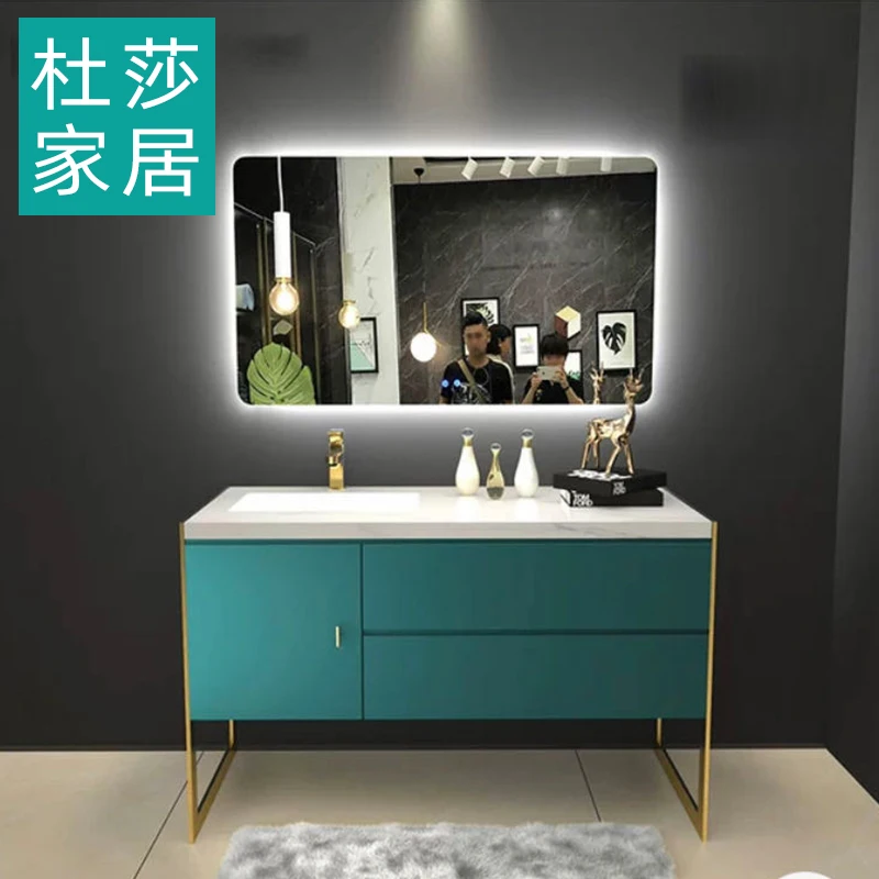 Villa Modern Light Luxury Rock Plate Bathroom Wash Table American Style Bathroom Cabinet Combination Set Wash Face Hand Pool