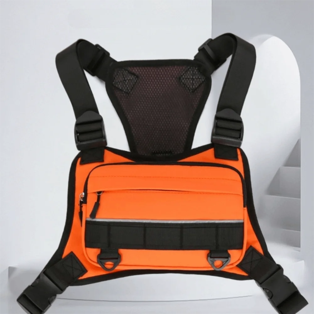 Front Vest Design Chest Bag for Men Triangular Buckle Reflective Sport Vest Running Vest Backpack Riding Chest Bags