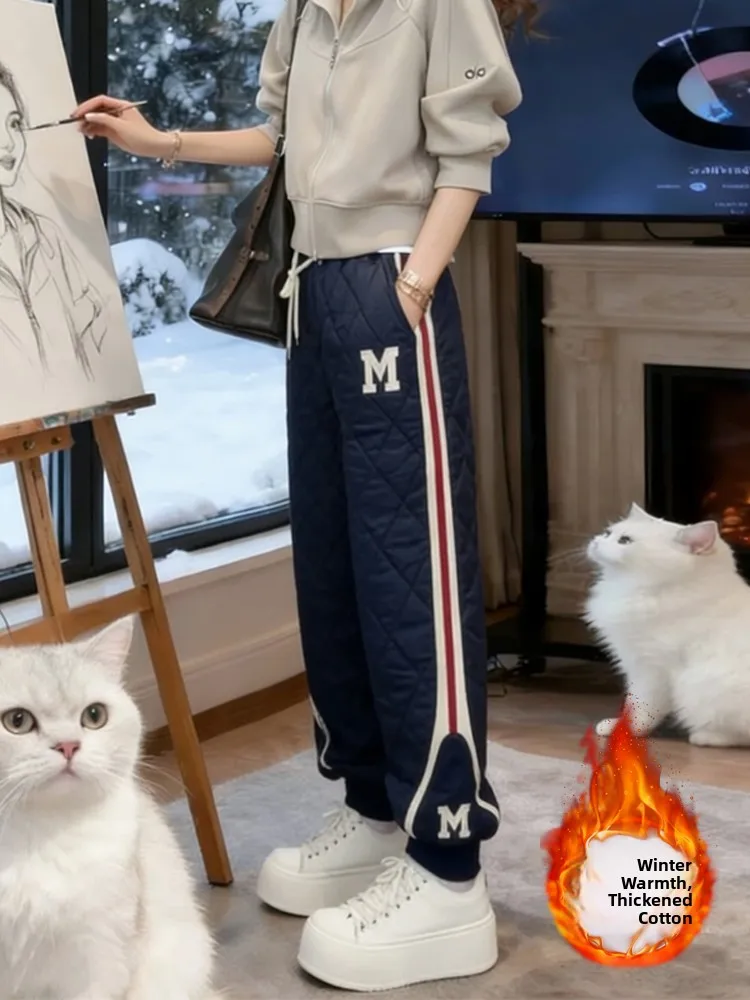 

Утепленные хлопковые брюки женские с высокой талией, свободные, повседневные, прямые, в стиле галифе, для осени и зимы, новинка