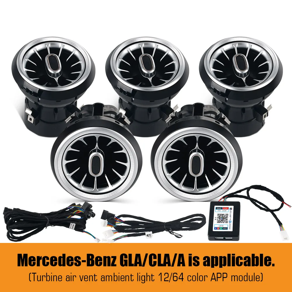 Led 12/64 Kleuren Omgevingsverlichting Voor Mercedes-Benz A/CLA W176/CLA W117/GLA W156 Led Auto Ventilatieopeningen Turbine Nozzle Versieren Verlichting