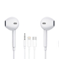 Original Wired Earphones For iPhone 17 16 15 14 13 12 11 Pro Max iPad In-Ear Earbuds For Lightning USB-C 3.5mm Earphone