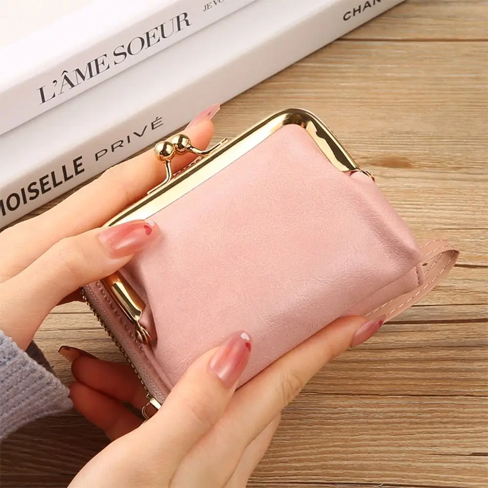 Cute Hasp Short Wallets PU Leather Large Capacity Card Holder Money Bag Women Girls