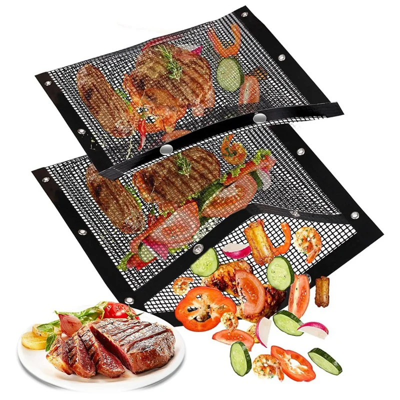 

Large Grilling Bags For Outdoor Grilling-11.82X10.62 Inch, 2 Pack Reusable Non-Stick BBQ Mesh Grill Bags Easy Install