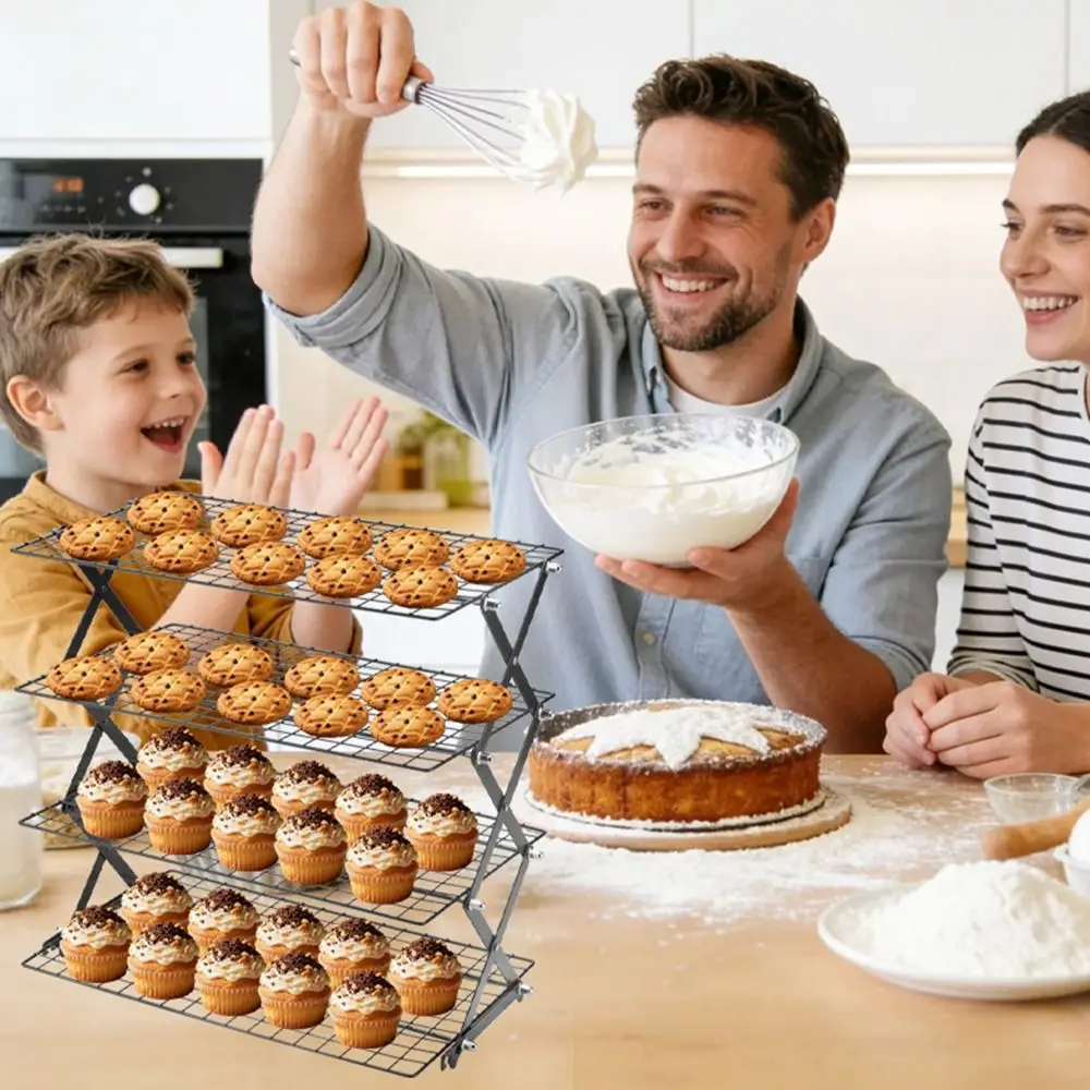 High Quality Stainless Steel Cooling Rack Wire Grid Black Silver Barbecue Shelf Oven Safe Grid Holder Oven Use