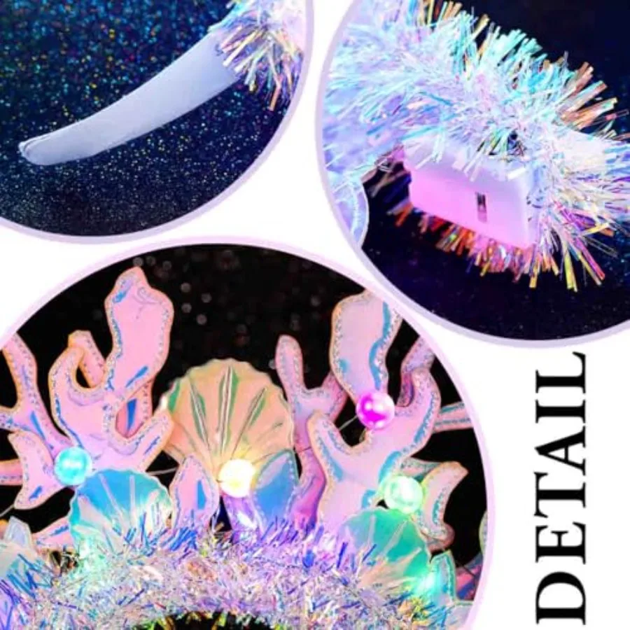 GlowintheDark Mermaid Headband with Seashell Design for Women Perfect for Costume Parties Beach Events and Nighttime Festivals