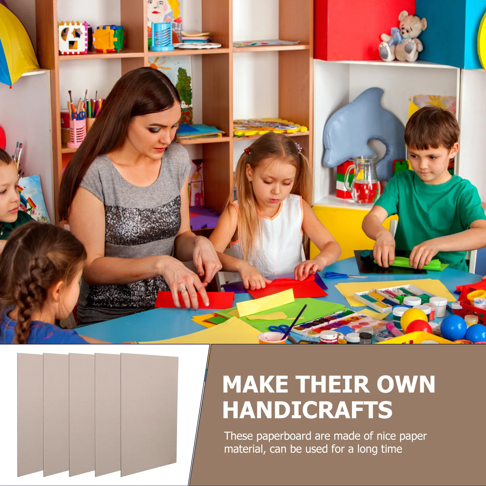 5Pcs A3 Grey Paperboard Thickened Blank DIY Paperboard for Childrens Art Projects Crafts Making Supplies DIY Cardboard