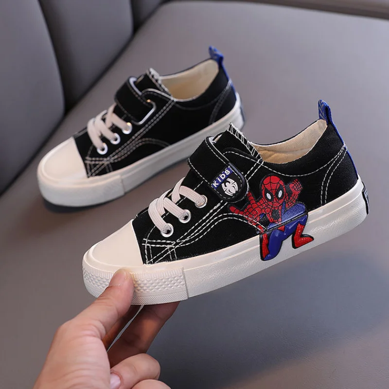 Boys Sport Shoes Fashion Spiderman Cartoon Children\'s Canvas Hook on-slip Student Shoes Kids Outdoor Shoes Casual Shoes Disney