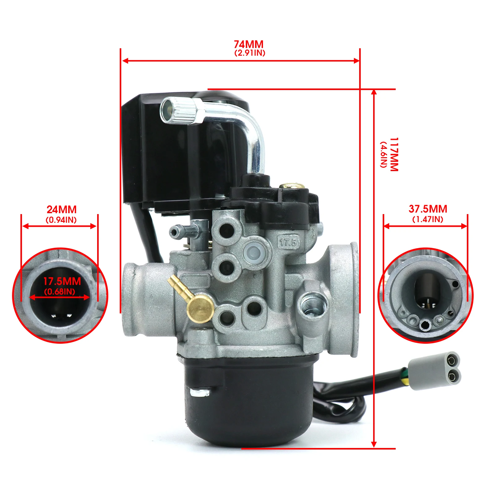 ZS Racing Piaggio TPH Typhoon Carburetor Sport 17.5 مع E-Choke NRG Dial NSL Gilera Runner