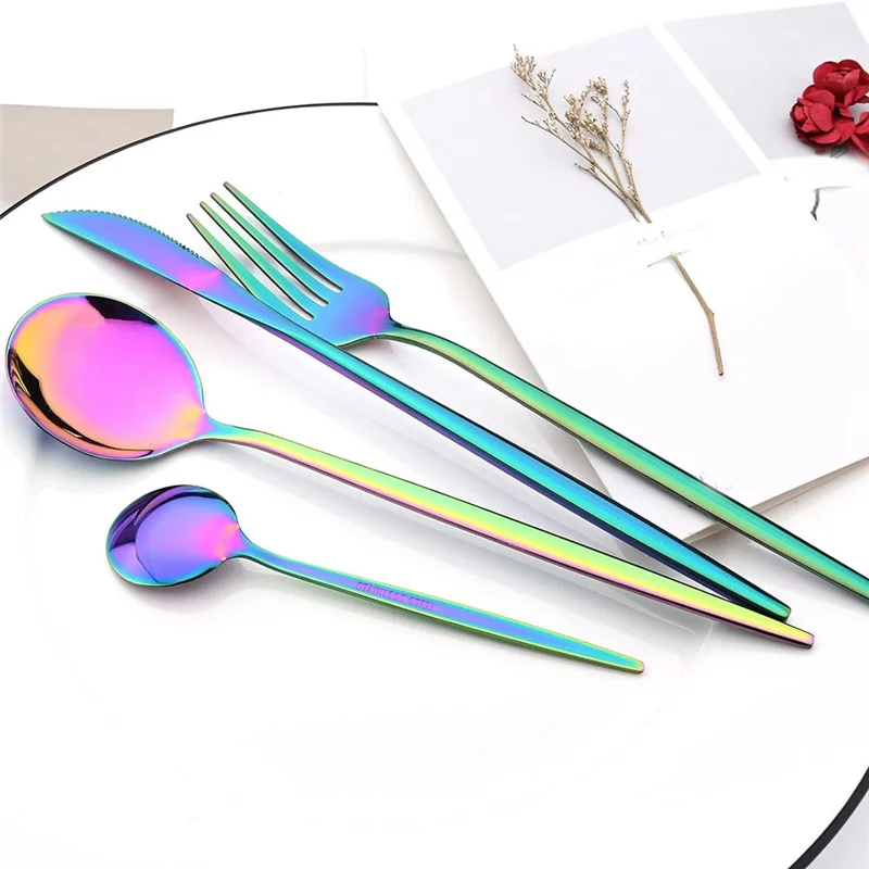24Pc Flatware Set With Stand Dinnerware Set Stainless Steel Cutlery Tableware Set For Party Any Occasion Service For 6