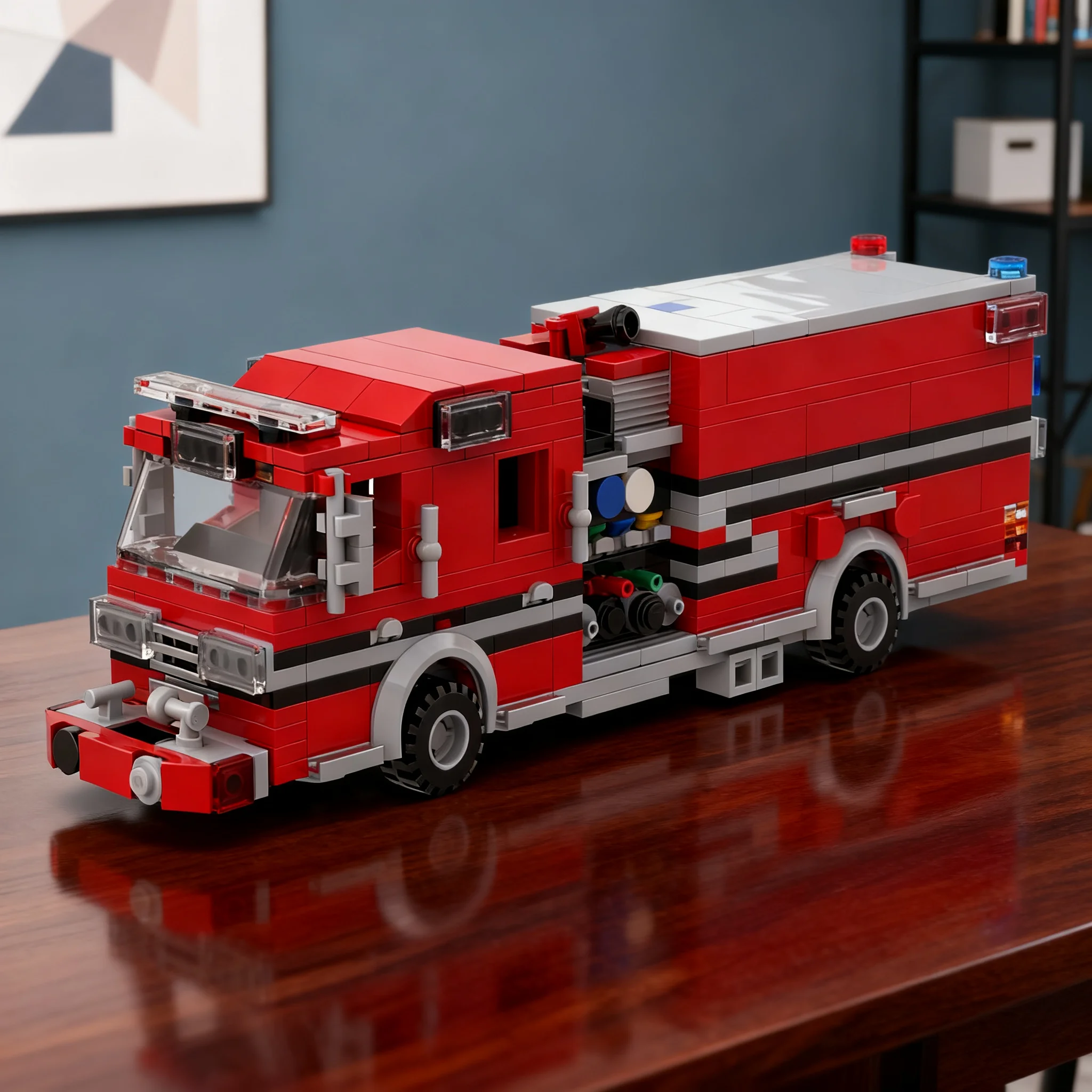 412pcs MOC Fire Truck ST4 Engine Model Toy Building Blocks Architecture Christmas Gifts Assemble Birthday Brick DIY Education