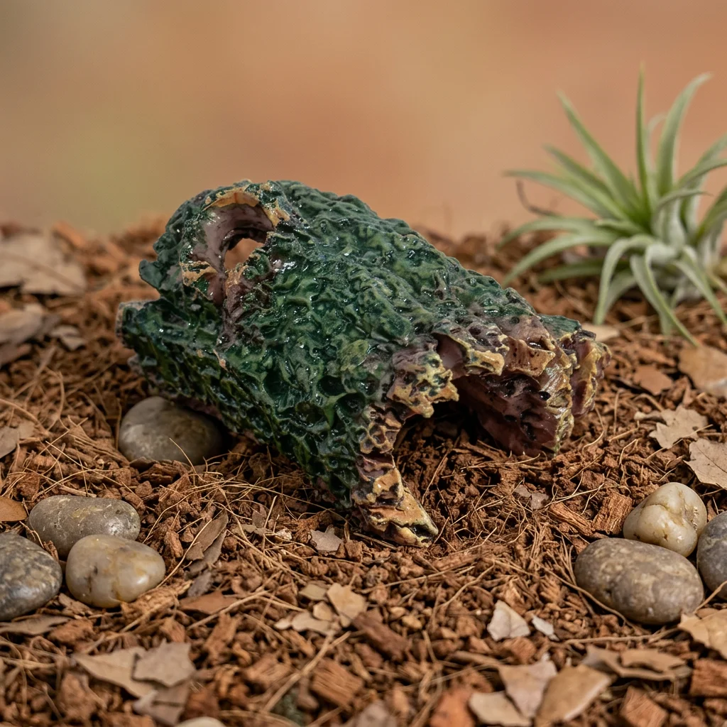 Reptilien-Versteckhöhle, Rindentähnliche Terrarium-Landschaftsdekoration für Kleine Eidechsen und Geckos, Harz-Habitat-Ornament-Zubehör – Detail 2
