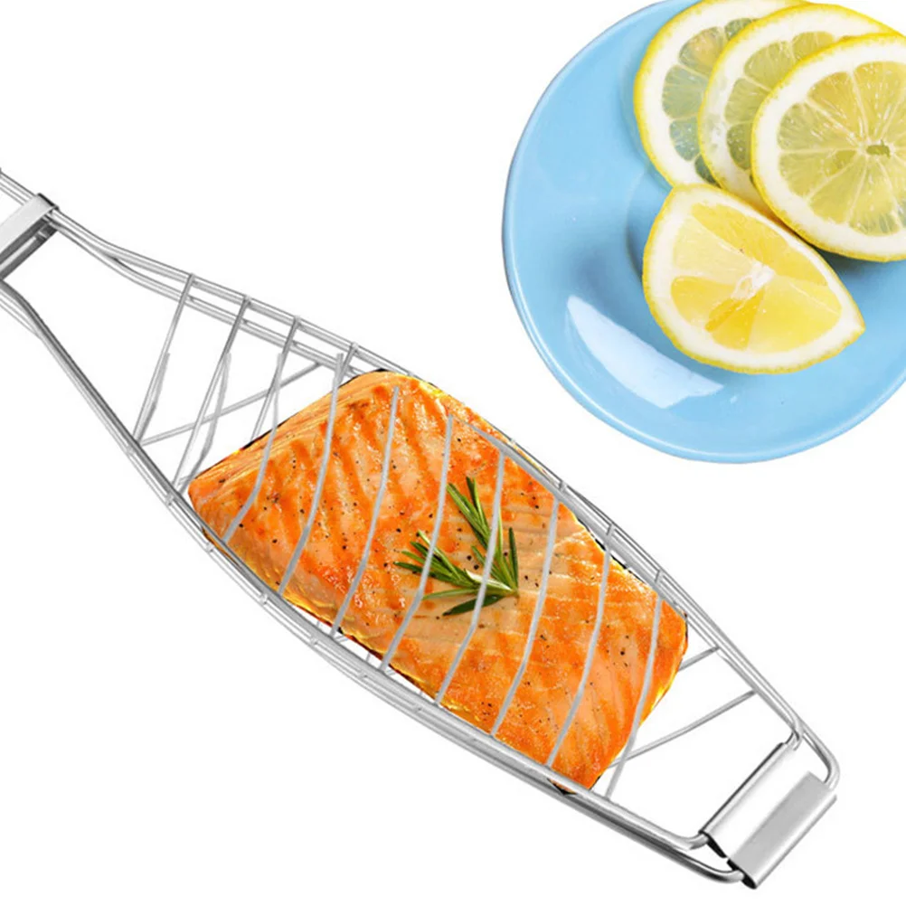 

Stainless Steel Non-Stick Mesh Handle Grilled Fish Barbecue Clip Easy Clean Storage Outdoor Bbq Tool