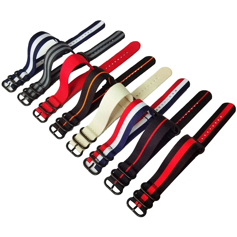 

Army Military PVD black Buckle Watchbands Men Women nylon Watch Strap18mm 20mm 22mm 24mm Wristwatch Band Ring Buckle