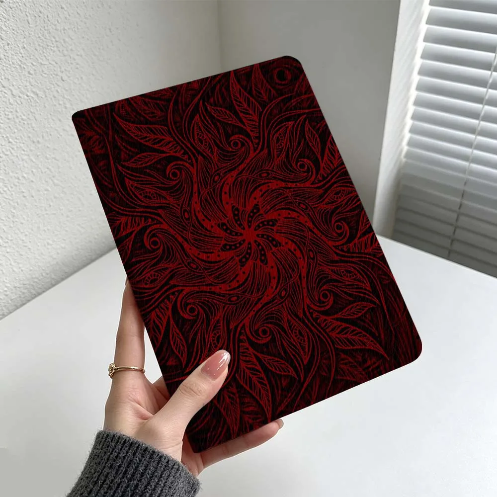 Abstract Red Floral Pattern Cover For Samsung Galaxy Tab S11 S10 S9 S8 S7 A11 A9 A8 Ultra Lite FE Plus Soft Inch Tablet Case