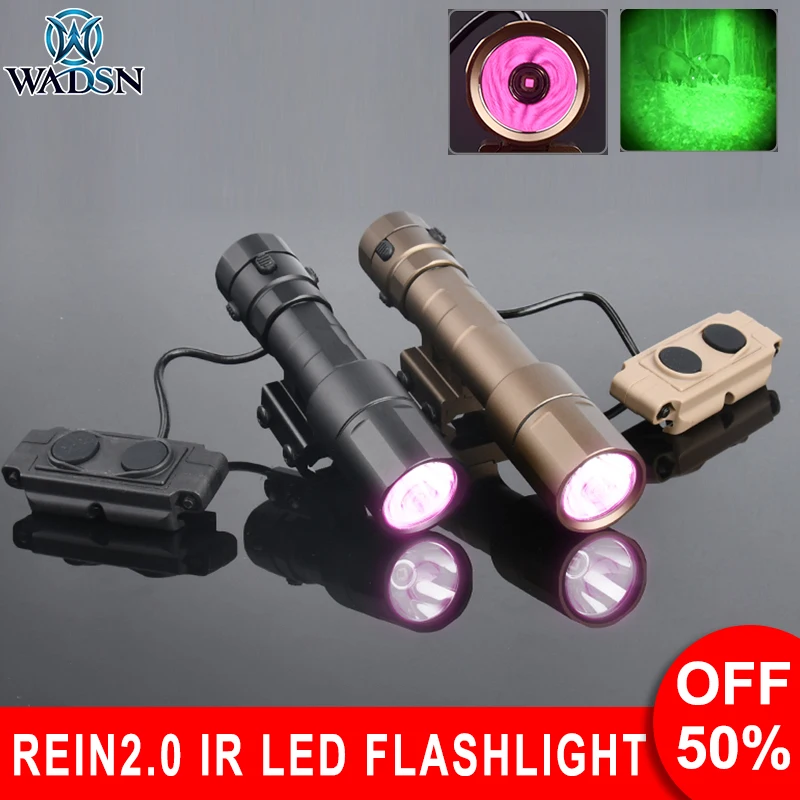 Wadsn Tactical Metal REIN 2.0 IR Flashlight Micro Airsoft Rifle Hunting Weapon Scout Light  With Constant On Momentary On Switch