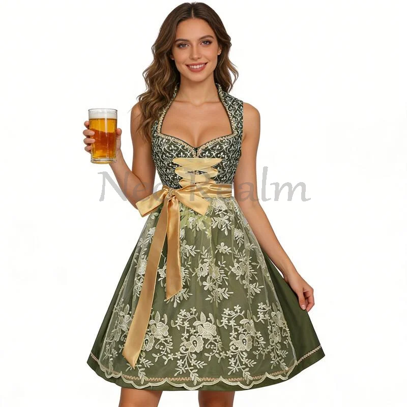 Bayerisches Trachtenkleid für Damen Deutsches Bierfest Oktoberfest Halloween Karneval Oster-Party-Kostüm