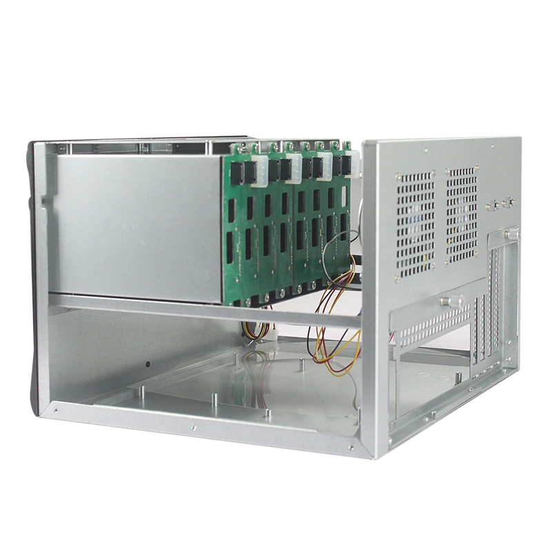 حافظة خادم 8 Bay Mini-ITX Nas مع أقراص HDD مقاس 3.5 بوصة و8 هيكل بلاستيكي للمقراص الصلبة Micro-ATX مع شاشة TEMP ورف 8 SSD/HDD