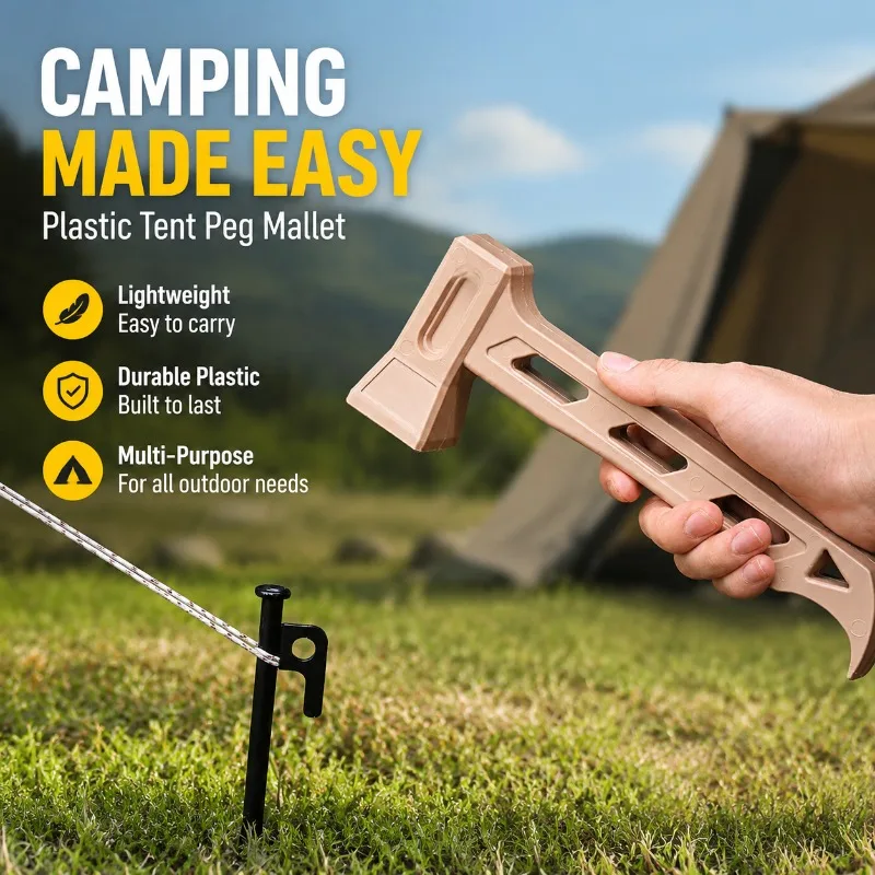 

Outdoor Camping Hammer Plastic Tent Stake Mallet Multifunctional Camp Awning Peg Hammer Lightweight Durable Hand Tool for Hiking