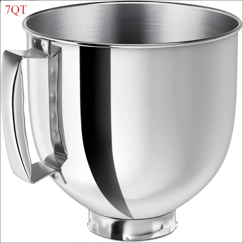 Stainless Steel Mixer bowl Fit for KitchenAid 7QT Tilt-Head Mixer,  Mixing Bowl with Handle.