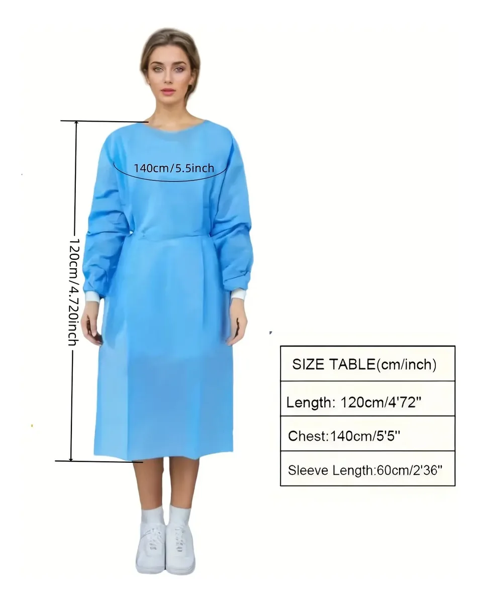 3 Disposable PPE Isolation Medical Gowns– Level 2, Full Back Coverage, Double Tie Closure, SMS 45g Material, Knit Cuffs, Unisex view 6