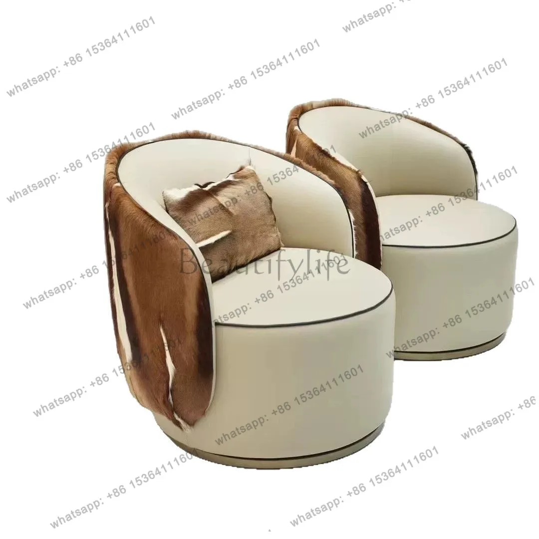 

Light luxury Italian high-end sense antelope fur leisure chair large flat single seat luxury