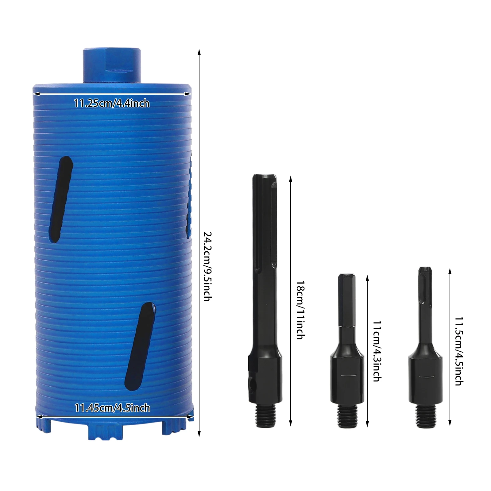 

Синее + черное корончатое сверло, сверло с резьбой 5/8 дюйма, сверло с 3 адаптерами для отверстий в стене, отверстий в камне, сливных отверстий
